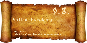 Valter Barakony névjegykártya
